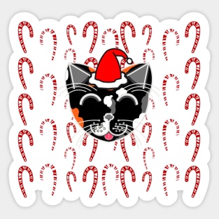 Happy Cat Candy Canes (Calico Cat) Sticker